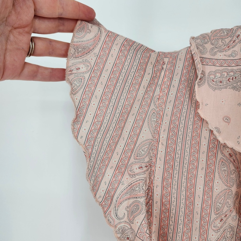 Universal Thread Womens Twee‎ Ruffle Top Size L Pink Bandana Romantic Peasant - Picture 6 of 7